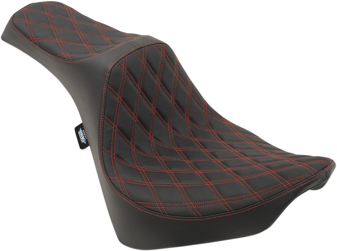 Predator III Seat for Harley-Davidson (2000–2023) - Double Diamond, Red Stitching