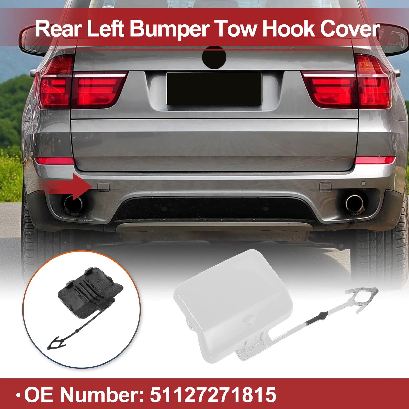 Tow Hook Cover Cap for BMW X5 E70 (2011–2013) No. 51127271815 White