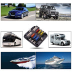 6-Way Blade Fuse Box Block Holder with LED Indicator for Marine RVs Boats