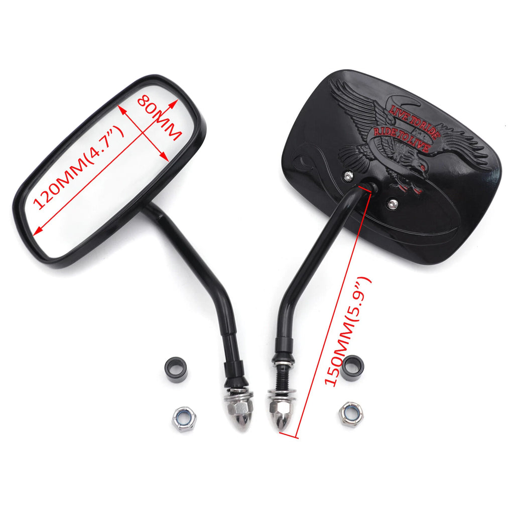 Black Rear View Mirrors for H-D Street Sports Chopper Cruiser (2010–2023)