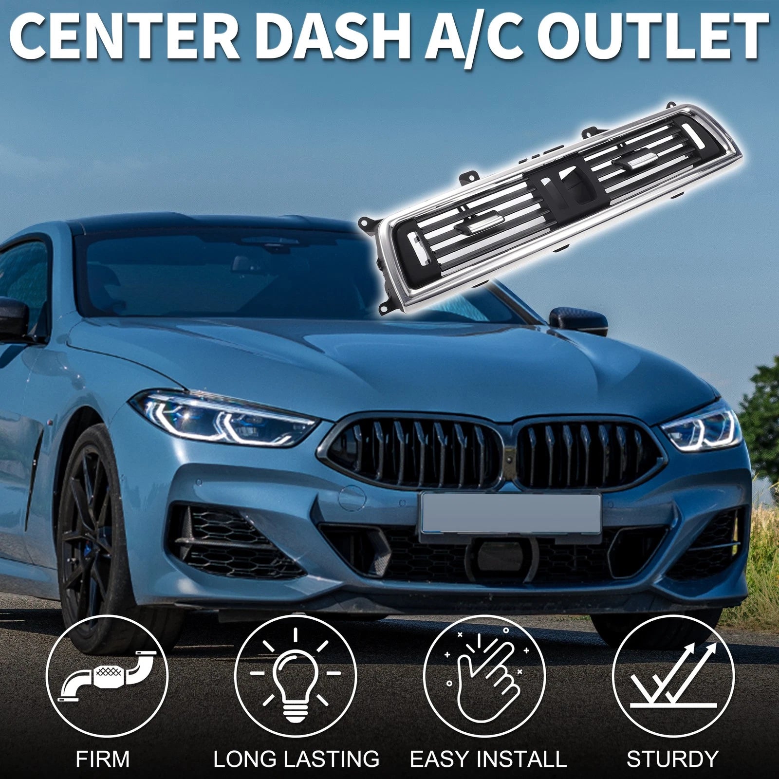 Center Dash A/C Outlet for BMW 528i (2011) No. 64229166885 Black Silver Tone