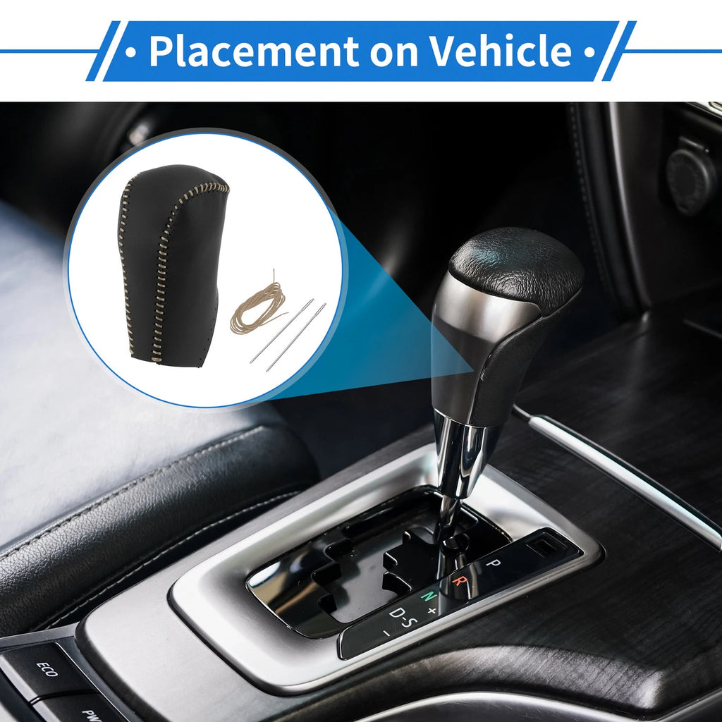1pc Gear Shift Knob Cover for Toyota RAV4 (2013–2016) Black Beige Faux Leather