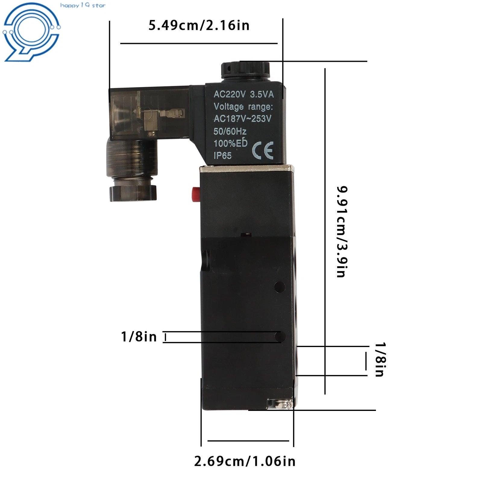 5 Way 24V DC Solenoid Valve for Small Cylinders (1/8 Inch)