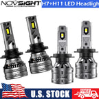 4X H7 H11 LED Headlight Bulbs for Universal Vehicles (6500K)