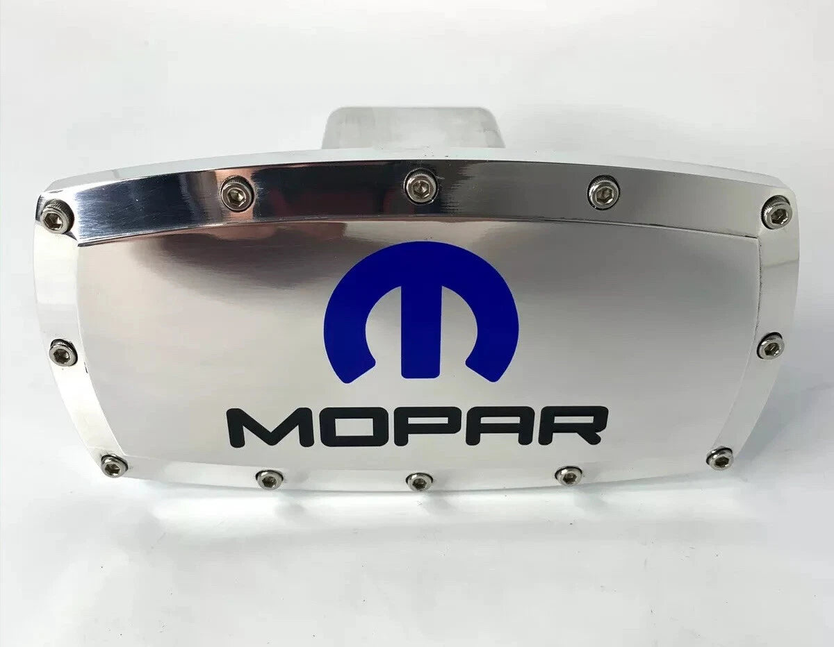 Hitch Receiver Plug Mopar M Logo Polished 2 Inch for Jeep Wrangler (2018–2024)