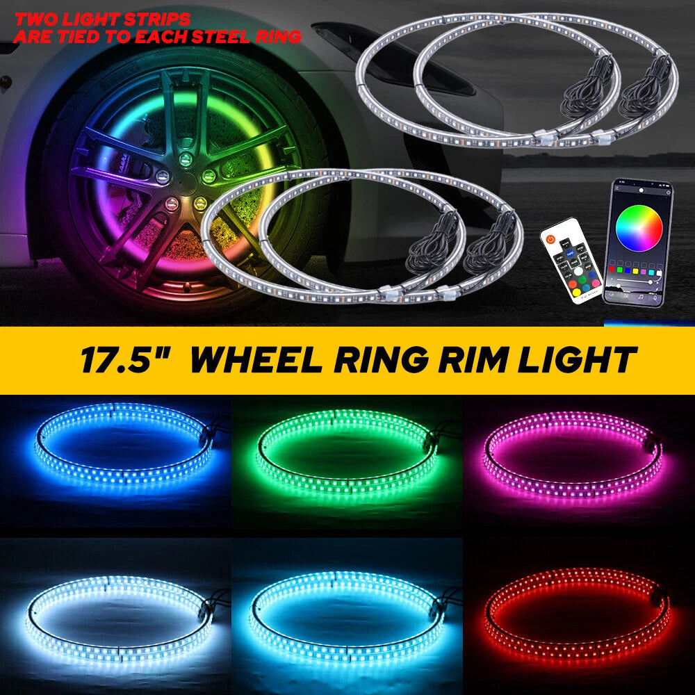 2X LED Wheel Rim Ring Lights for Universal Fit (17.5")