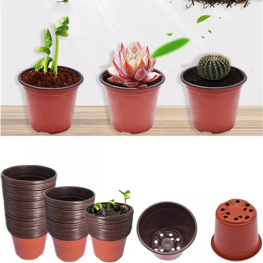 Set of 100 Plastic Plant Flower Pots for Seedlings