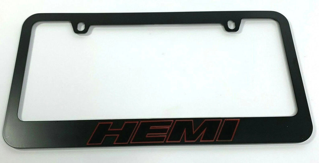 Matte Black License Plate Frame with Red HEMI Letters for Dodge Charger (2006–2023)