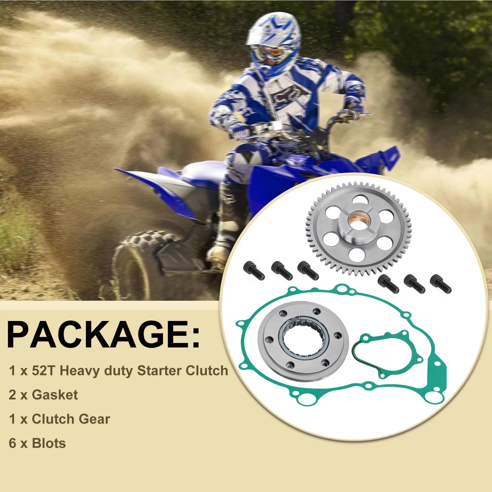 Starter Clutch Gear One Way Bearing Kit for Yamaha YFM660R Raptor (2004–2005)