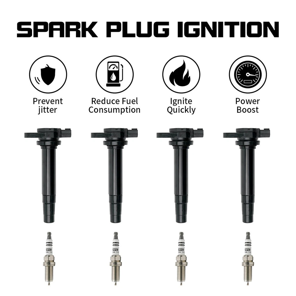 Set of 4 Ignition Coils & Spark Plugs for Nissan Sentra (2000–2001) 1.8L L4 224484M500