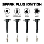 Set of 4 Ignition Coils & Spark Plugs for Nissan Sentra (2000–2001) 1.8L L4 224484M500