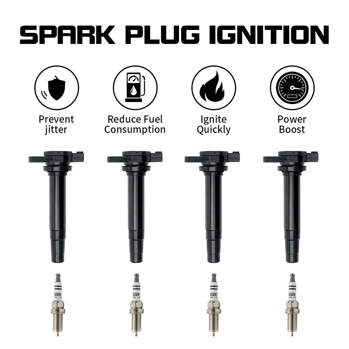 Set of 4 Ignition Coils & Spark Plugs for Nissan Sentra (2000–2001) 1.8L L4 224484M500