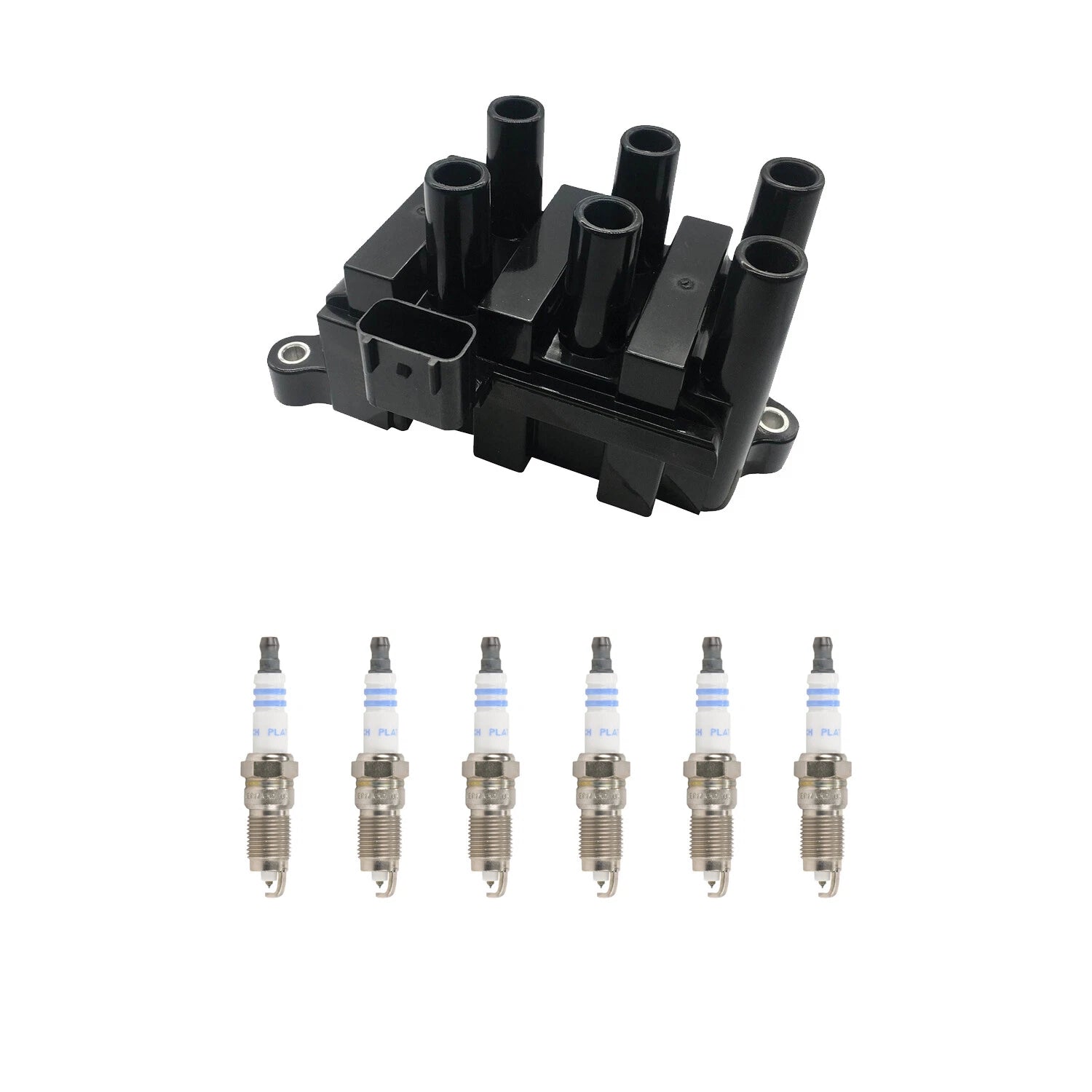 Set of 6 Hitachi Ignition Coils & Bosch Platinum Spark Plugs for E-150 F-150 (1997–2003)