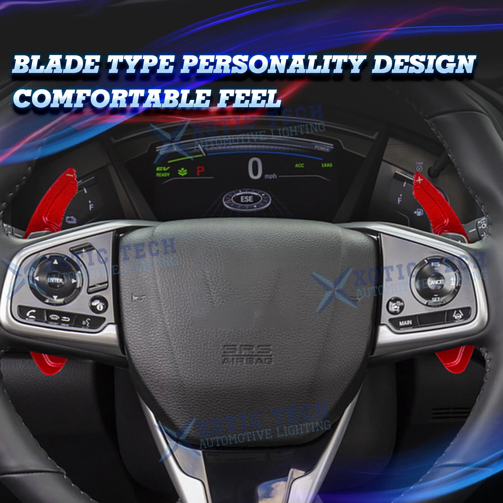 Red Aluminum Steering Wheel Paddle Shifter Extension for Acura (2015-2021)