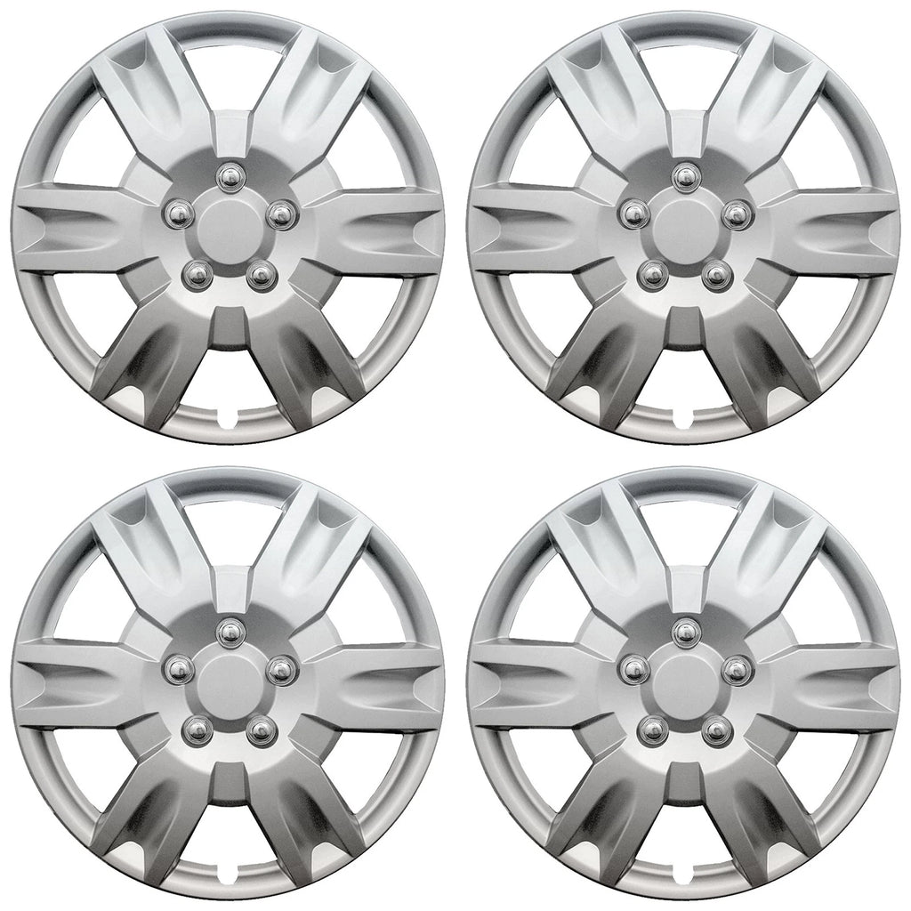 16" Silver Push-On Wheel Cover Hubcaps for Steel Wheels - 6 Spoke Altima Style