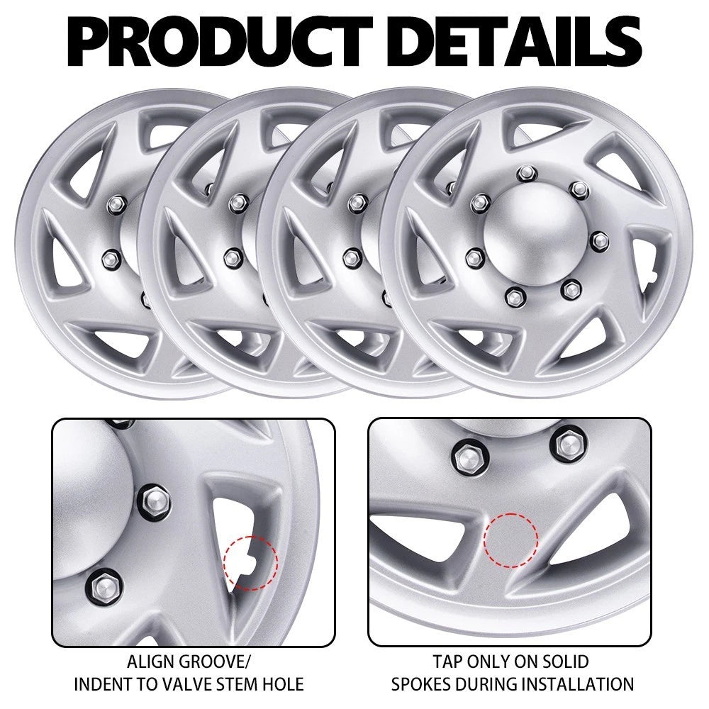 Set of 4 Chrome Wheel Covers for E350 E450 Econoline Van (16")