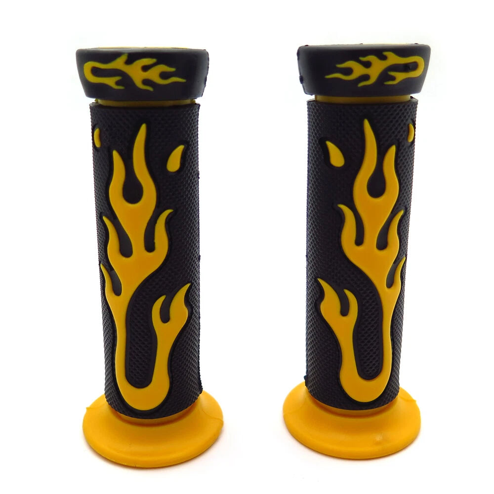 1" Yellow Flame Black Hand Grips for Yamaha FZR YZF 600 (1990–1999)