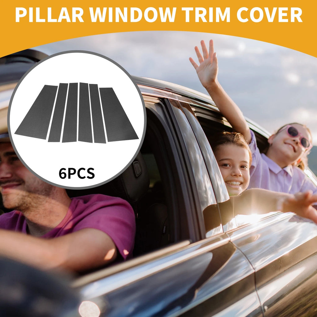 6 Pcs Door Pillar Window Trim for Toyota Sienta (2022–2024) Carbon Fiber