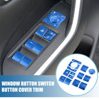 14 Pcs Window Switch Button Cover Trim for Toyota RAV4 (2019–2022) Aluminum Blue