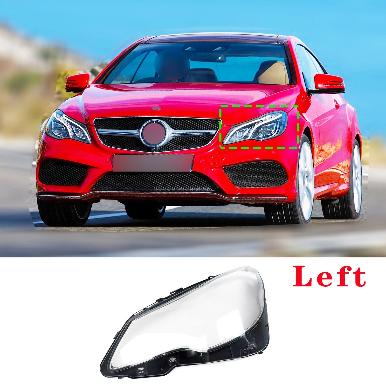 Left Headlight Lens for Mercedes Benz W207 C207 E-Class (2014–2016)