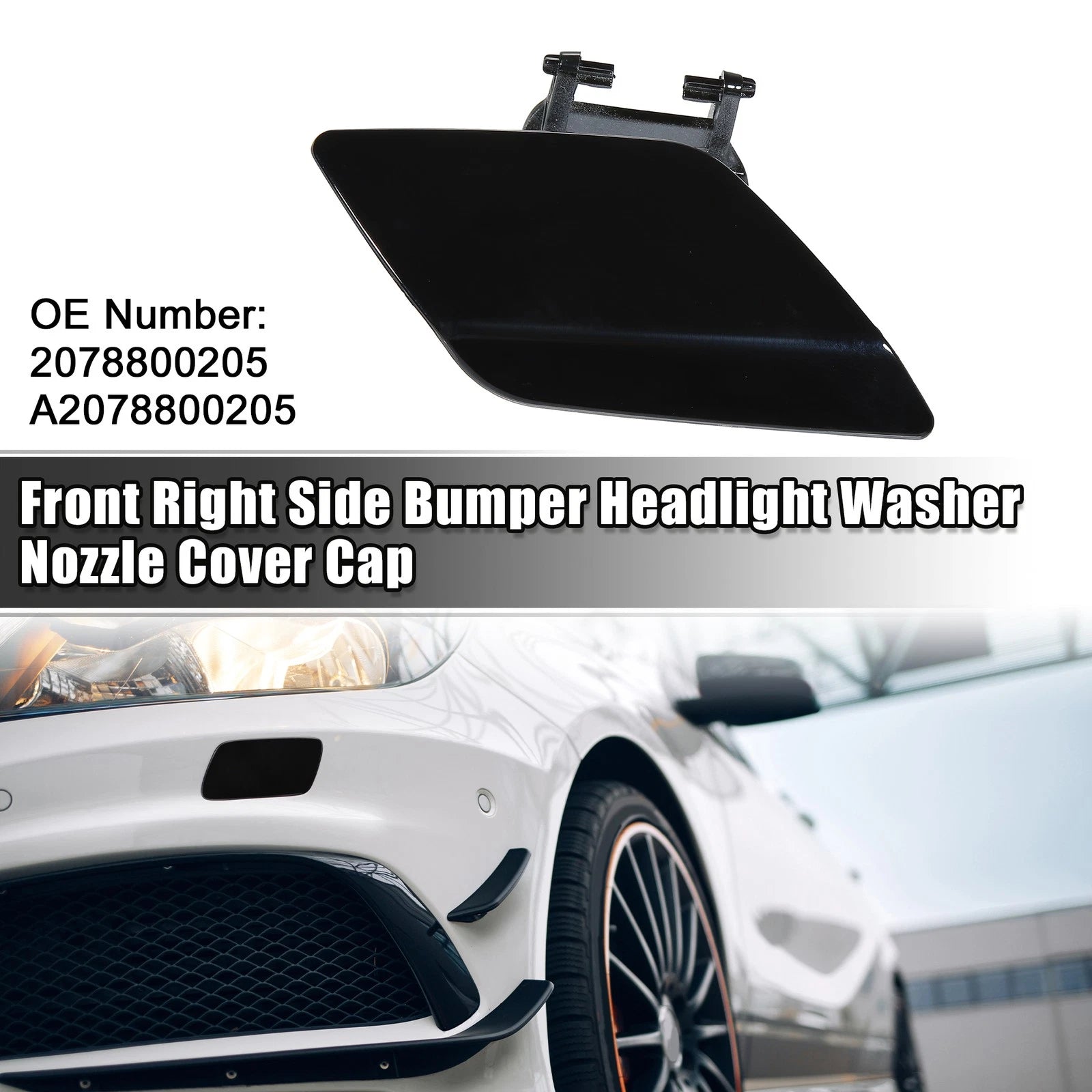 Bumper Washer Nozzle Cover for Mercedes-Benz E550 (2007–2010) Black