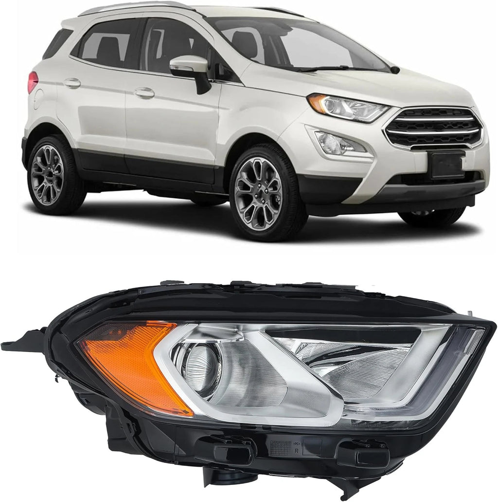 Halogen Headlight Chrome Passenger Side with LED DRL for Ford EcoSport (2018–2023)