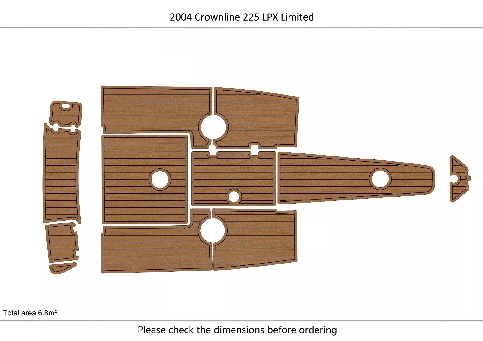 EVA Pads Faux Teak Flooring for Crownline 225 LPX (2004)