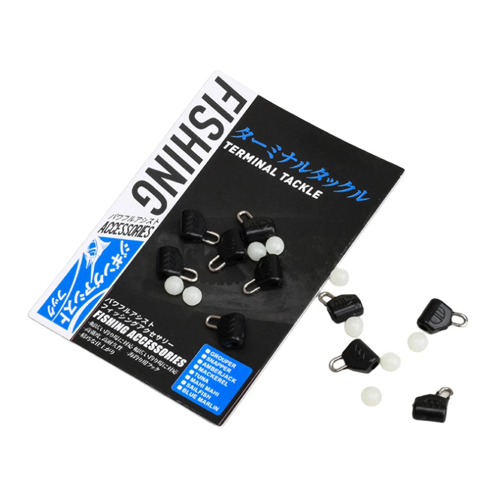 10 Piece Fishing Float Sliders with Glow Beads for Performance in Water