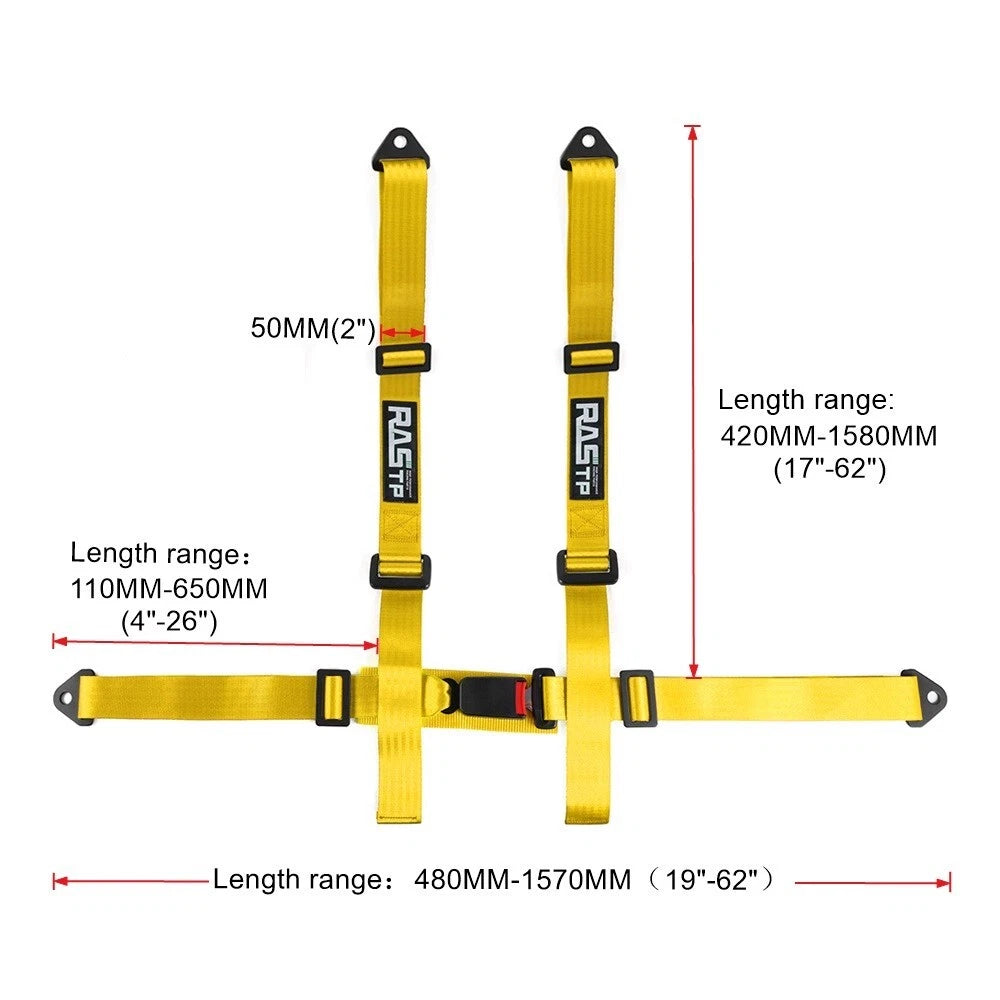 2X 4 Point Buckle Seat Belt Harness for Racing Car UTV ATV Go-Kart