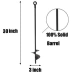 4 x 30" Long Heavy Duty Black Ground Anchor Hook Solid Steel Shaft