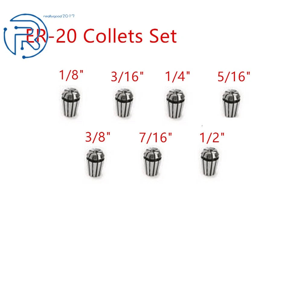 7Pack ER20 Spring Collet Set for CNC Workholding