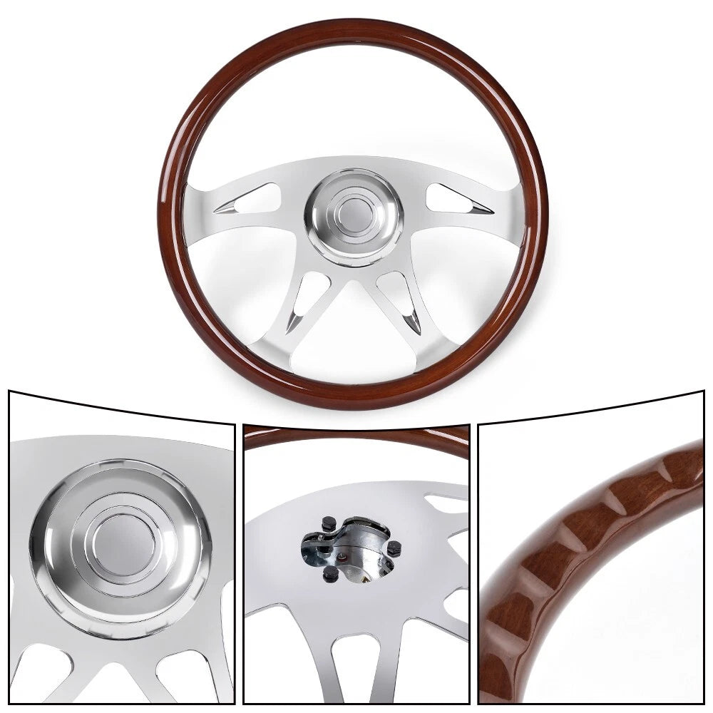 18" Chrome Wood Steering Wheel for Truck