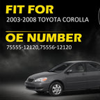 Set of 2 Roof Drip Molding Strips for Toyota Corolla (2003–2008) Black Rubber