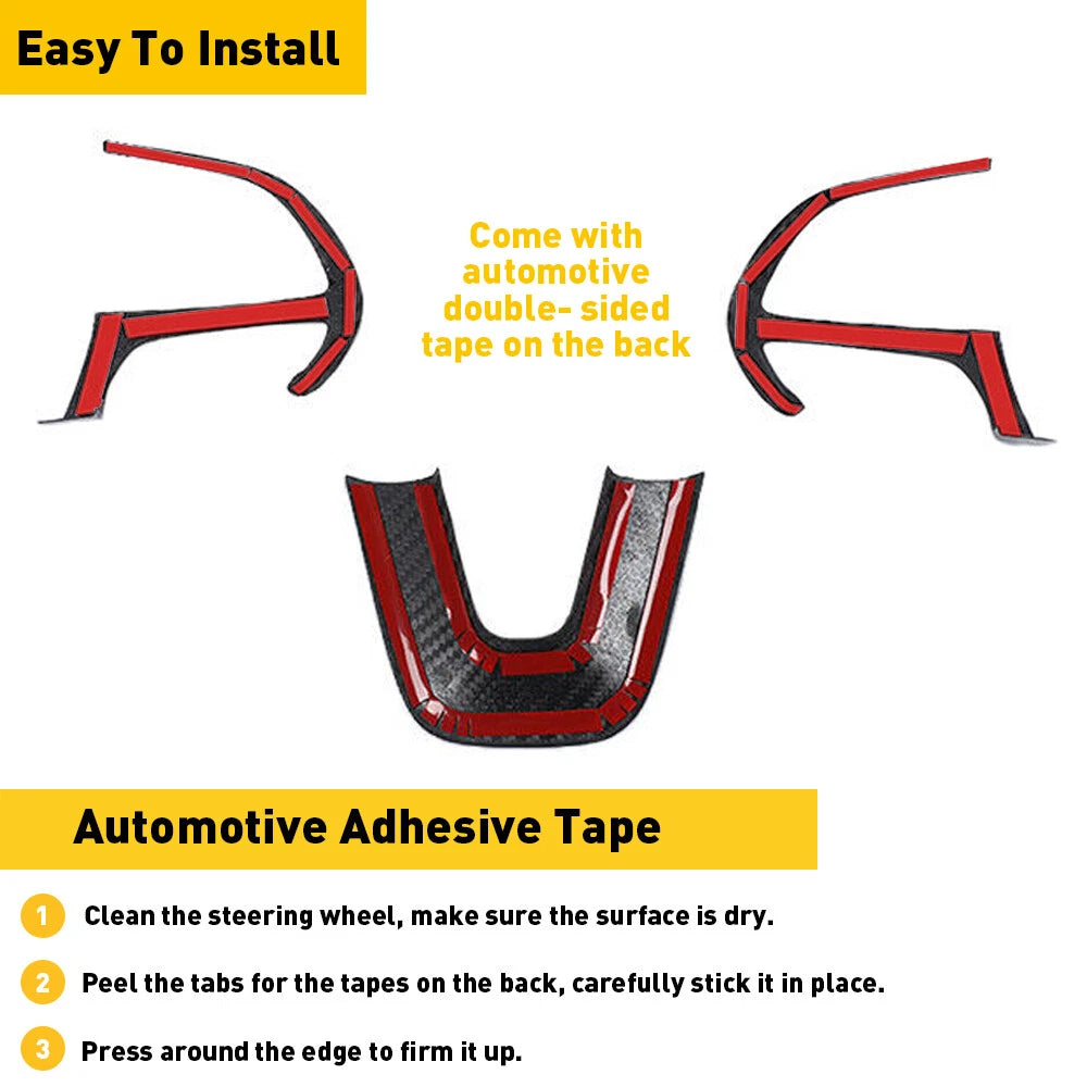 Carbon Fiber Steering Wheel Trim for Dodge Challenger Charger (2015–2023)
