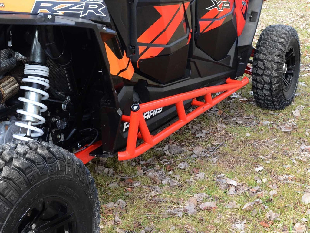 SuperATV Rock Slider Nerf Bars for Polaris RZR XP 4 1000 (2014–2023) - Red