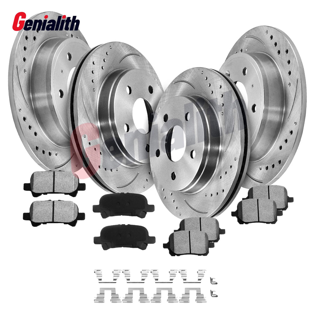 Front Rear Disc Rotors + Ceramic Brake Pads for Toyota Avalon (2000–2004)