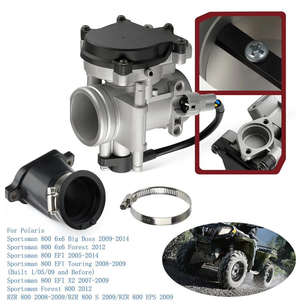 Throttle Body with Adapter Boot 1202836 for Polaris Sportsman 800 X2 EFI RZR S 800 (2008–2014)