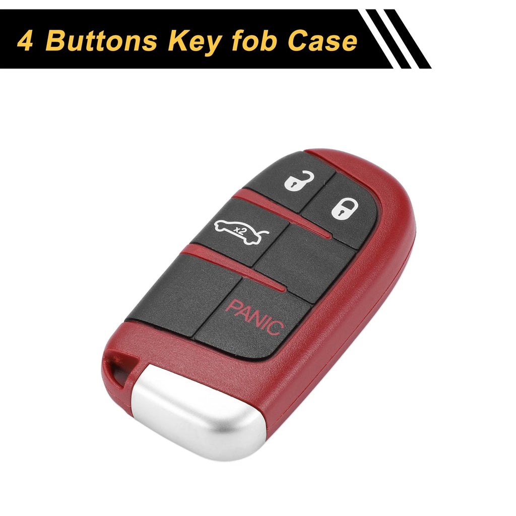Set of 4 Key Fob Shell Cases for Dodge Charger (2006–2023) Black Red