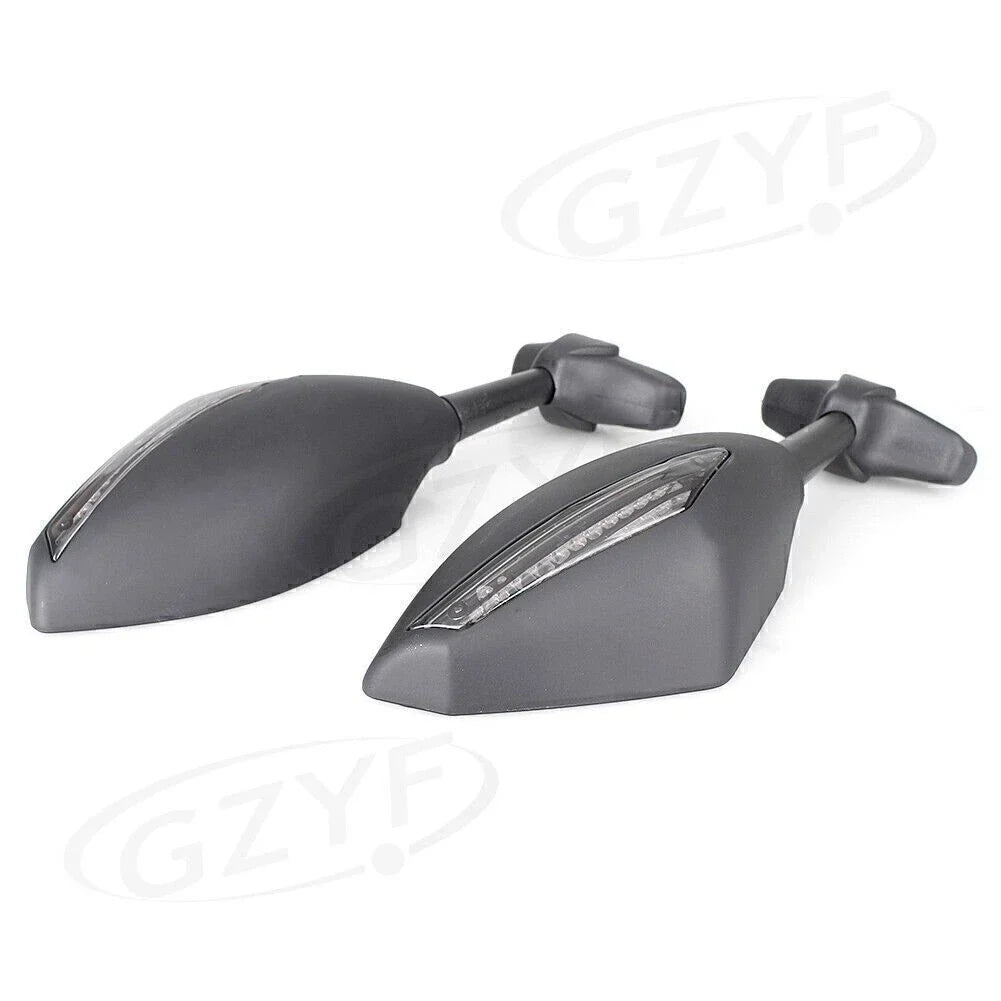 Rearview Mirrors w/ Amber Lights for Kawasaki Suzuki Yamaha Universal