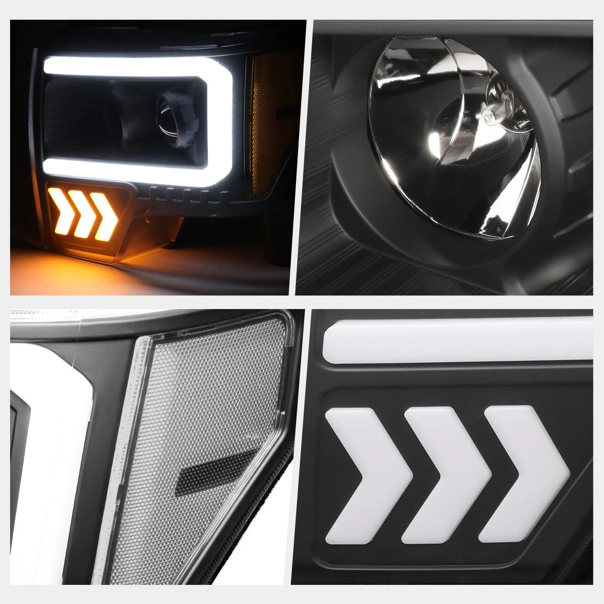 LED Projector Headlights for Ford F150 (2009–2014) - Black/Clear