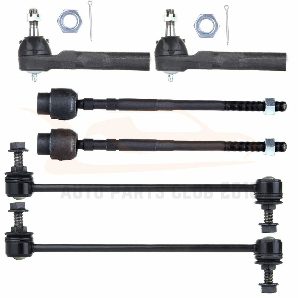 Set of 6 Tie Rods and Sway Bar Links for Chevrolet Malibu (2004–2012)