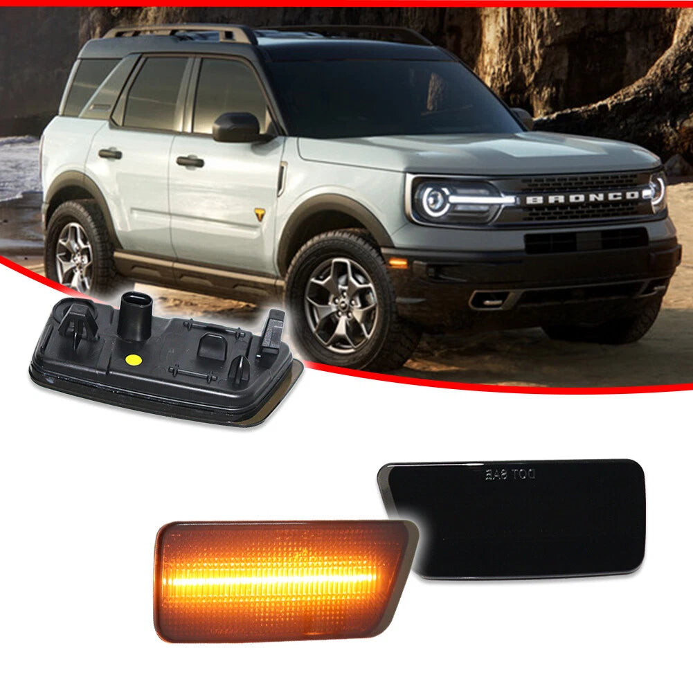 Smoked Amber LED Front Side Marker Lights for Ford Bronco Sport (2021–2024)