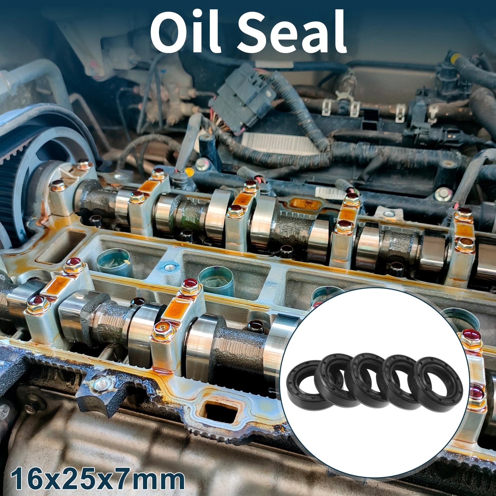 Set of 5 Oil Seal Rotary Shaft Seal NBR Rubber 16x25x7mm