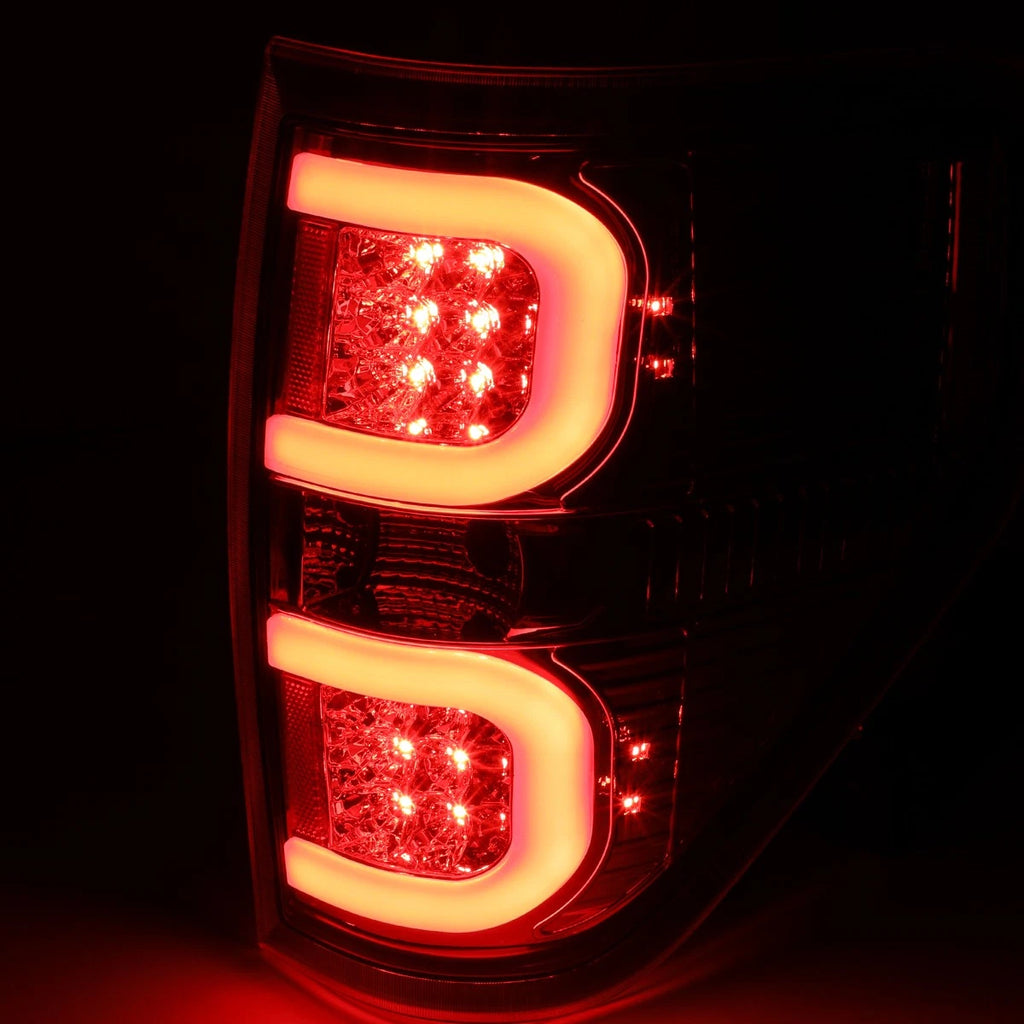 Tron Style LED Tube Tail Brake Light Reverse Lamp Chrome for Ford F150 (2009–2014)