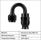 PTFE Hose End Fitting 10AN 180 Degree Black for PTFE E85 (2015-2025)