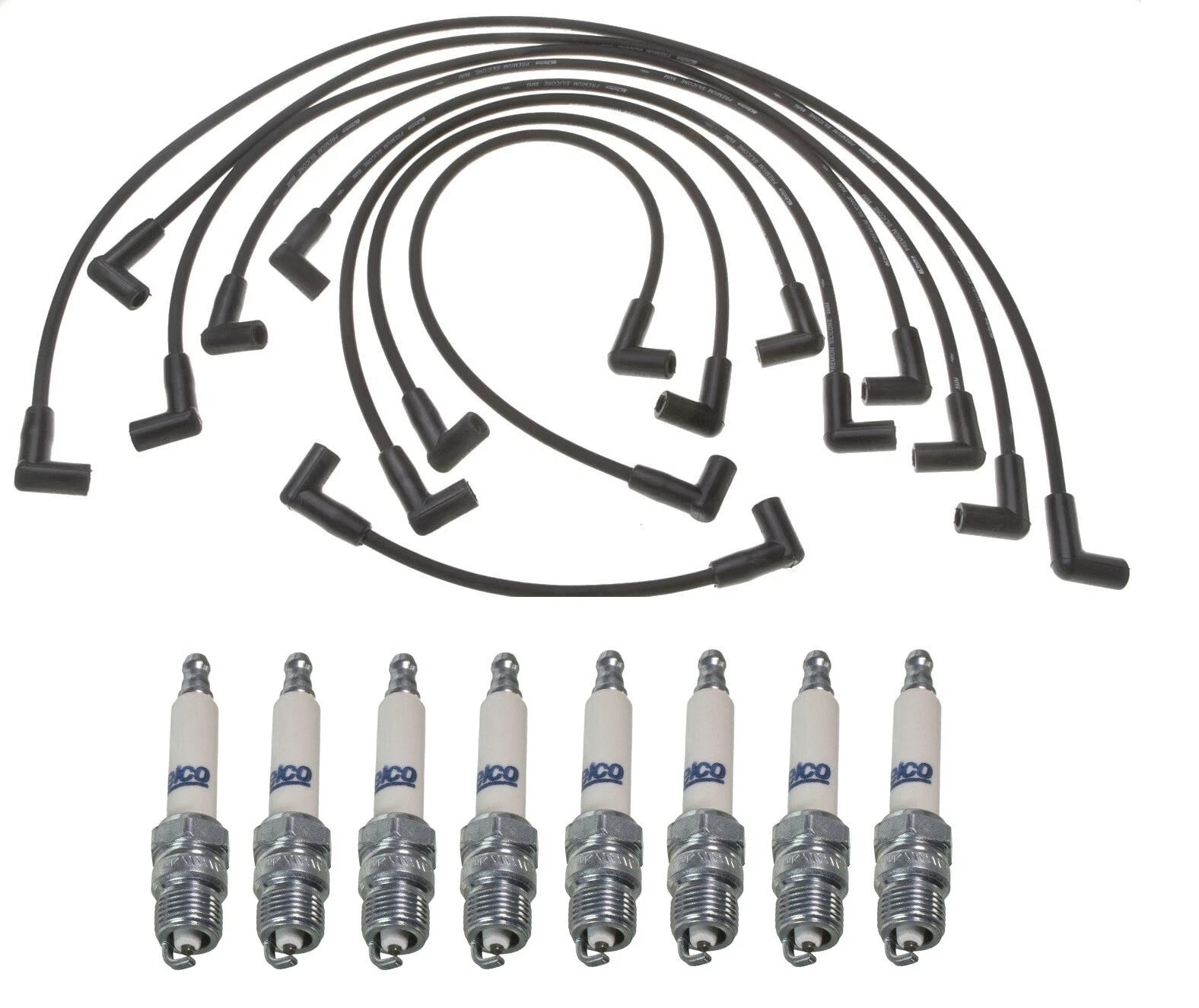 Pro Ignition Wire Set & 8 ACDelco Spark Plugs for Chevy 5.7 V8 (1996–2002)