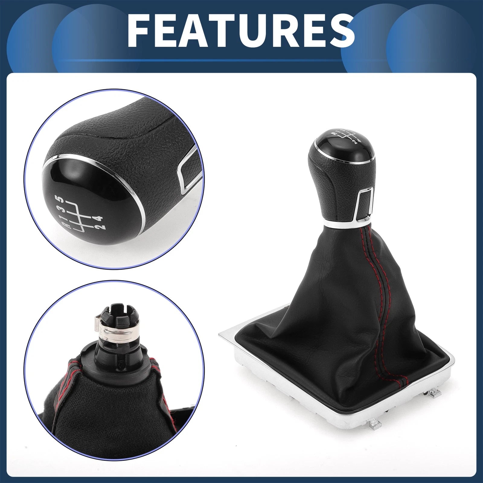 5 Speed Gear Shift Knob with Cover for Volkswagen Passat (2008–2012) Faux Leather