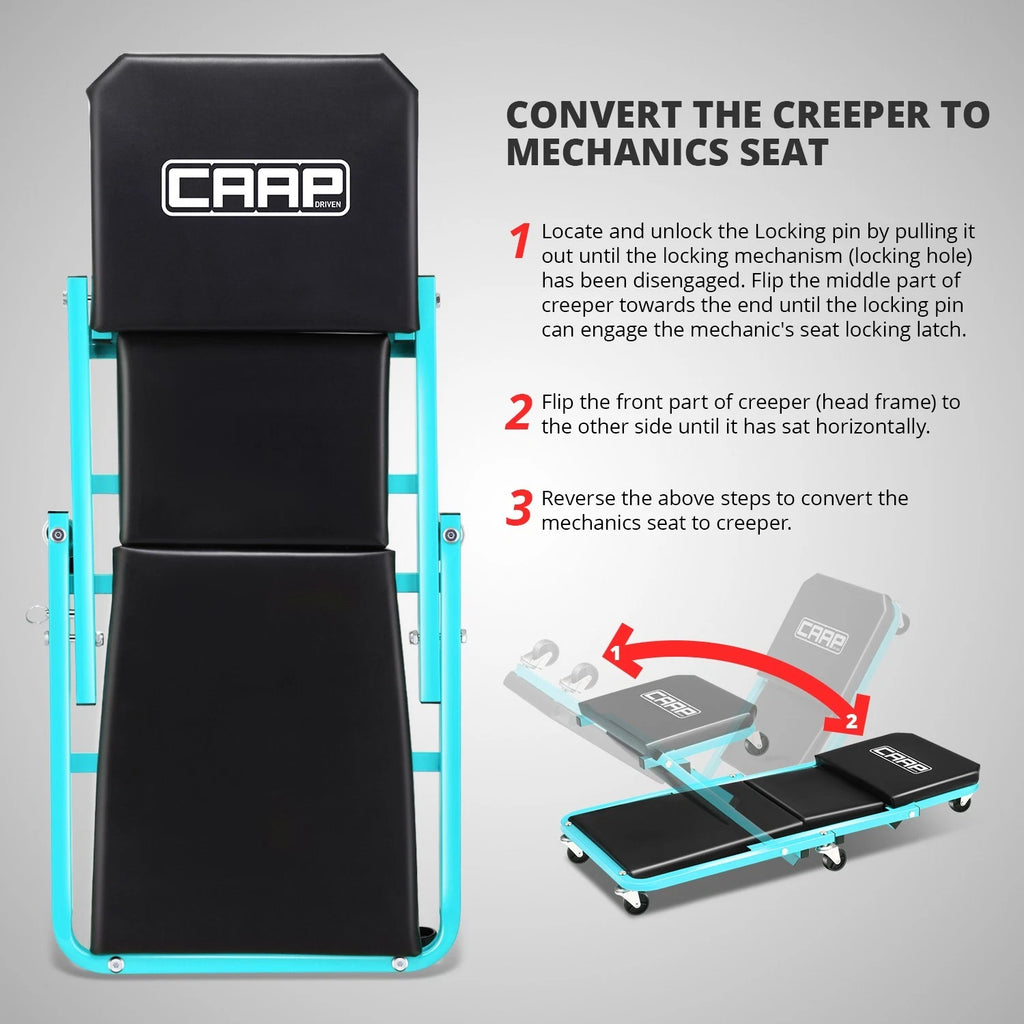 2-in-1 Rolling Creeper Seat for Universal Use (36" x 17" x 5")