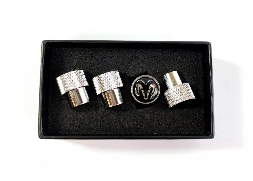 Valve Stem Caps With Dodge Logo Premium Chrome Knurled for Dodge (2005–2015)