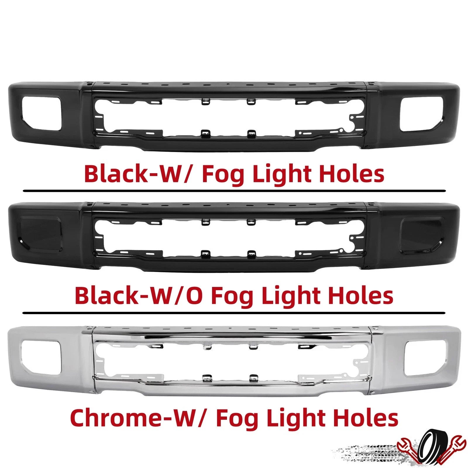 Front Bumper Face Bar for Ford F-150 (2015–2017) Black/Chrome